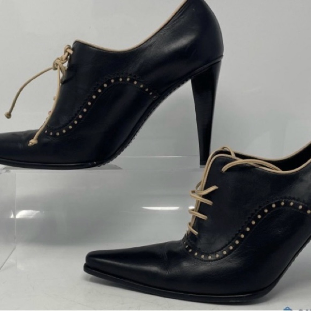 Elegant Black Lace-Up Heels